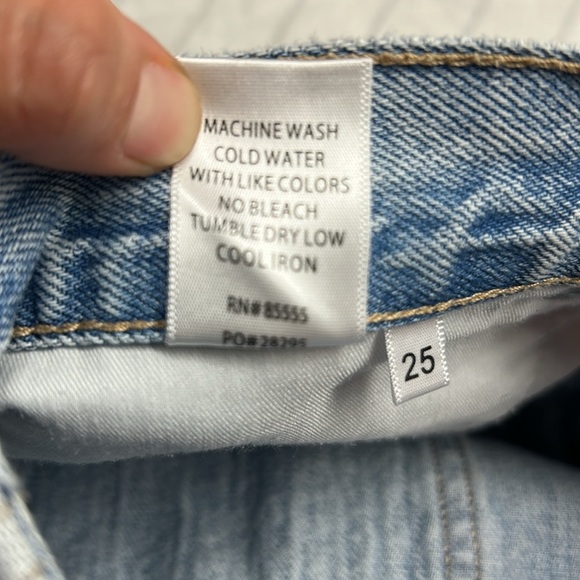 Pistola Women's Frayed Hem Jean Shorts - Light Blue, Distressed Shorts, Button - Picture 6 of 11